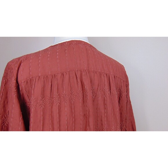 New Old Navy Peasant Top Womens Size XL Button up Embroidered Copper Boho - Picture 7 of 9